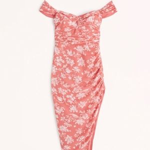 Abercrombie off the shoulder ruched midi dress